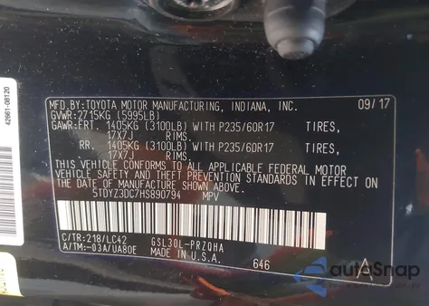 2017 Toyota Sienna Xle Premium 8 Passenger из США, поврежденный, VIN 5TDYZ3DC7HS890794